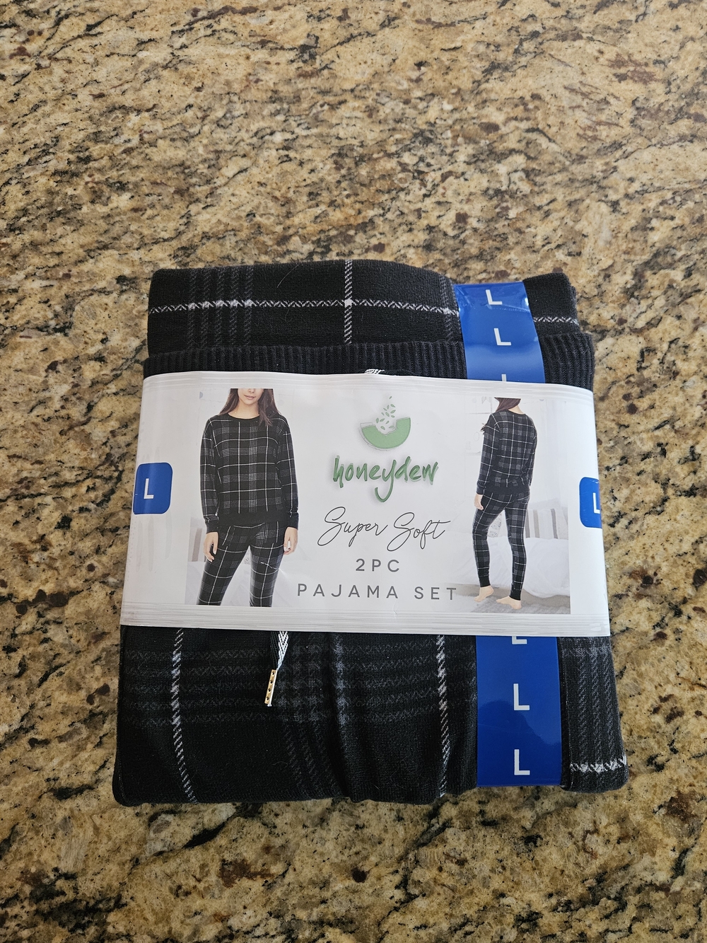 Honeydew Intimates Black & White Plaid 2-Piece Pajama Set - L